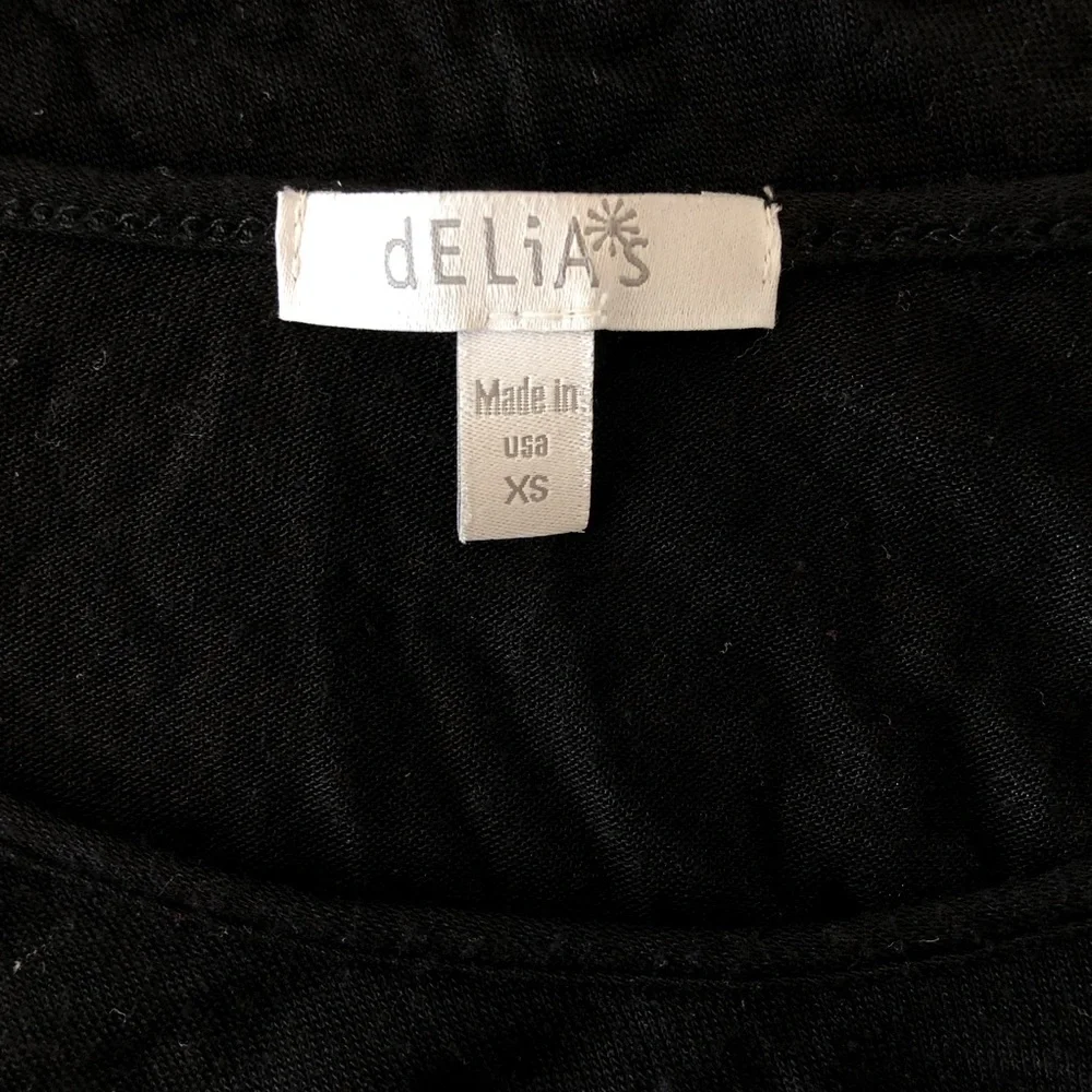 Delia's Black Lace Sleeve Crop Top XS - Picture 6 of 7